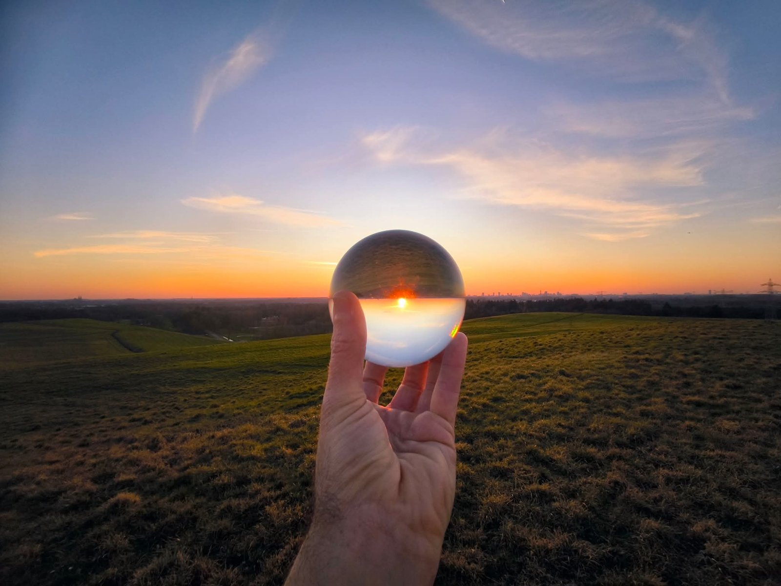 glass ball with sunset